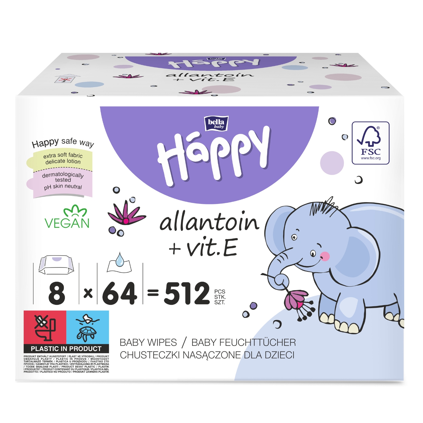 bella baby Happy Feuchttücher Allantoin & Vit. E 8x64 Stück