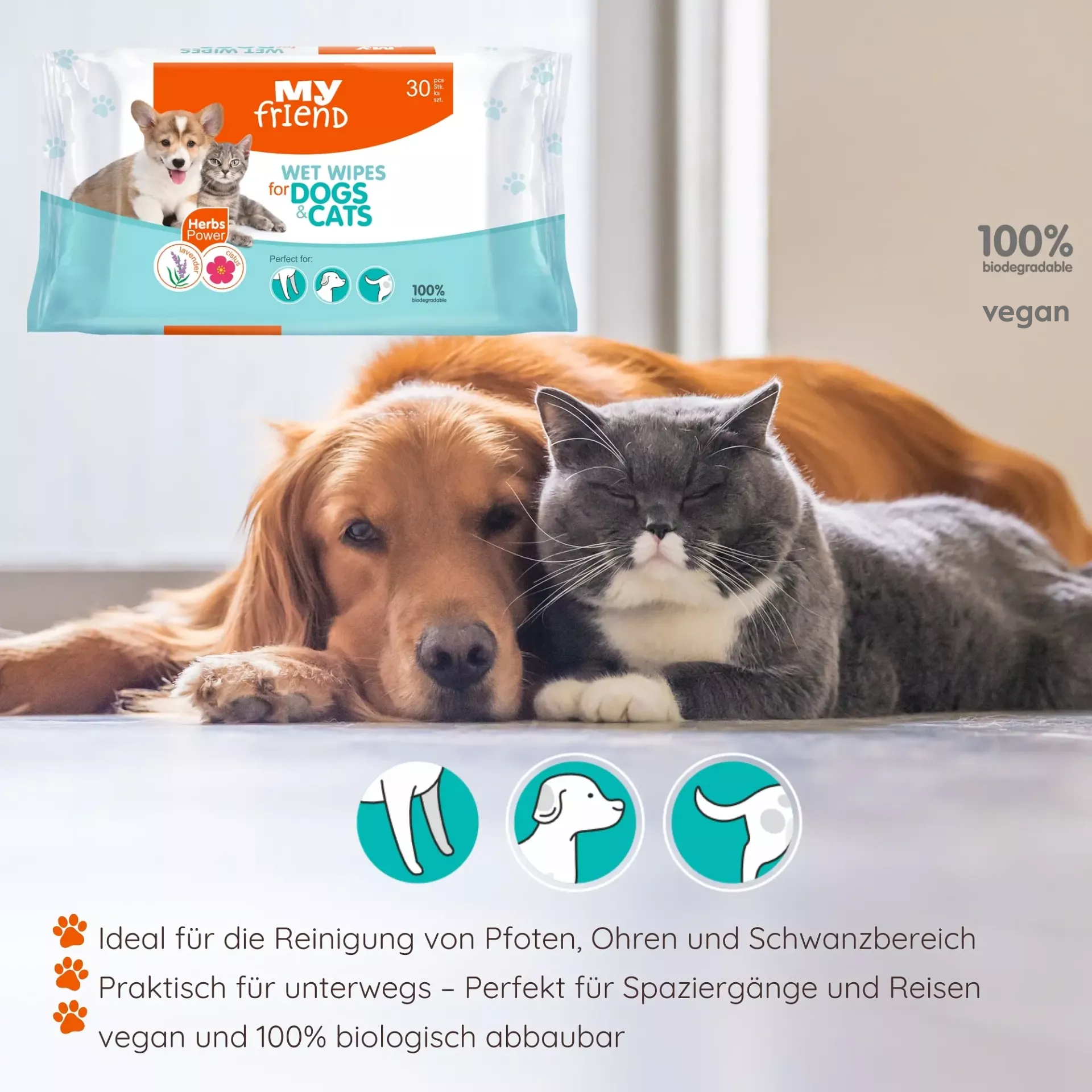 My Friend Feuchttücher für Tiere 30 Stück