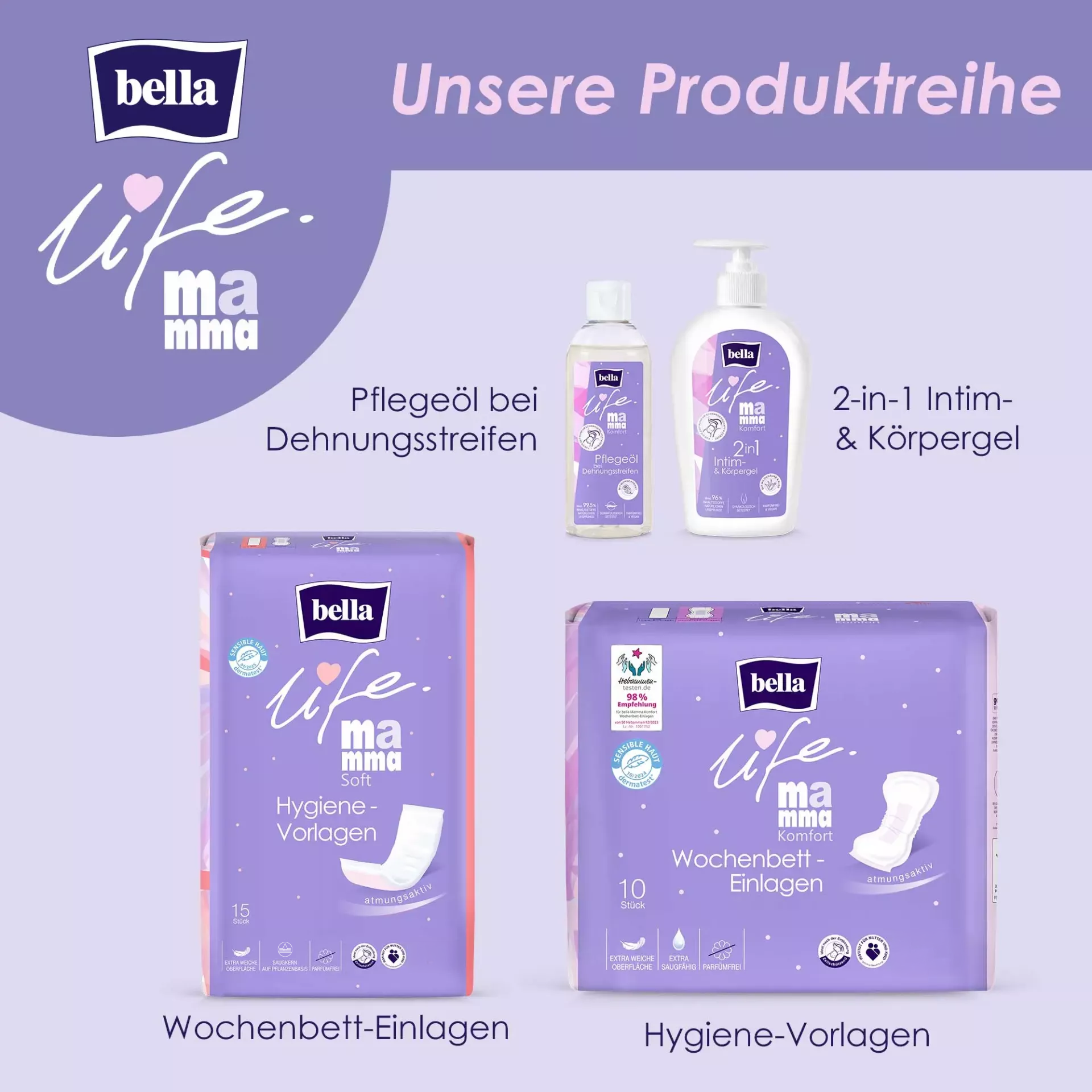 bella life Mamma, Komfort, 2-in-1 Intim- und Körpergel (300 ml)