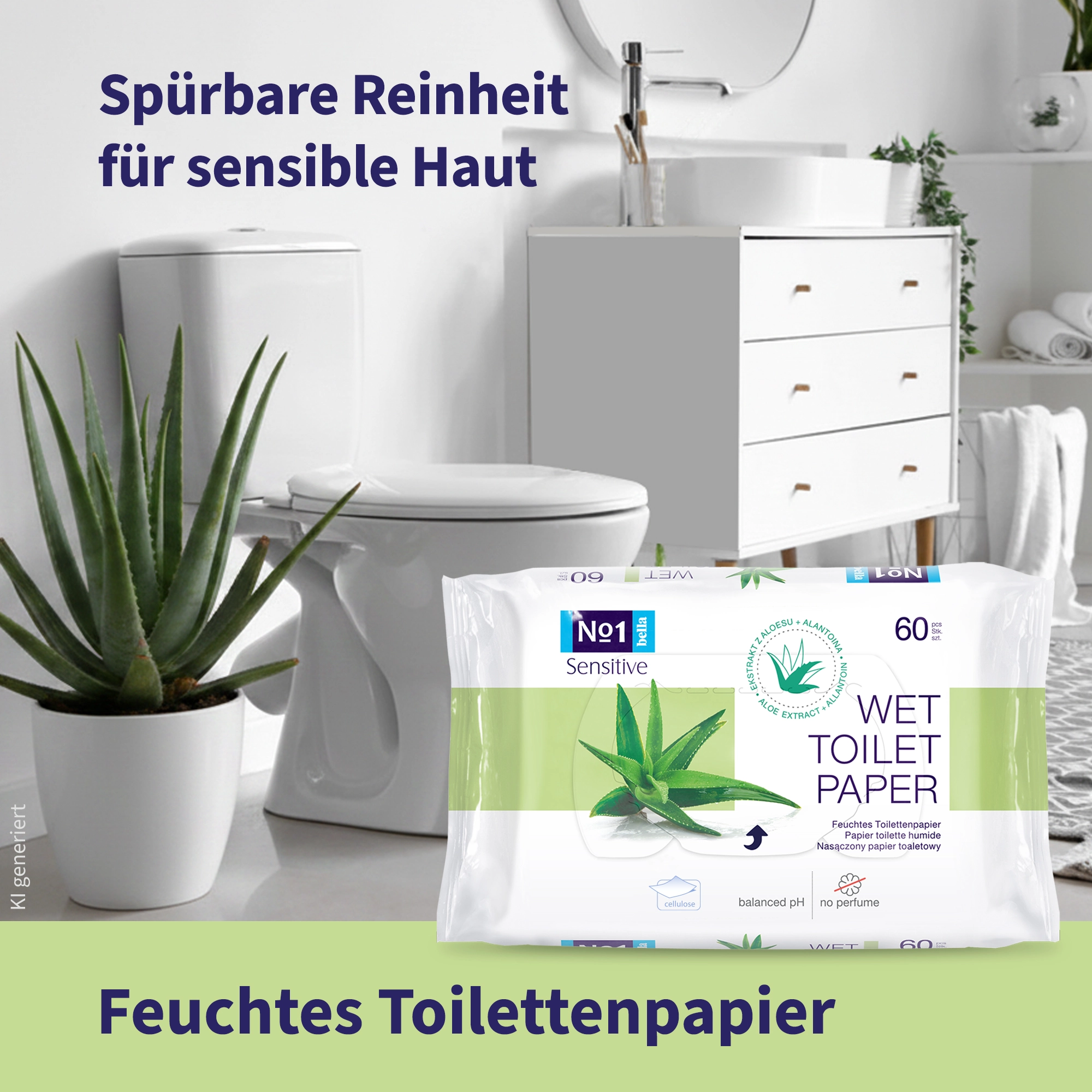 bella No.1 feuchtes Toilettenpapier Sensitive 60 Stück