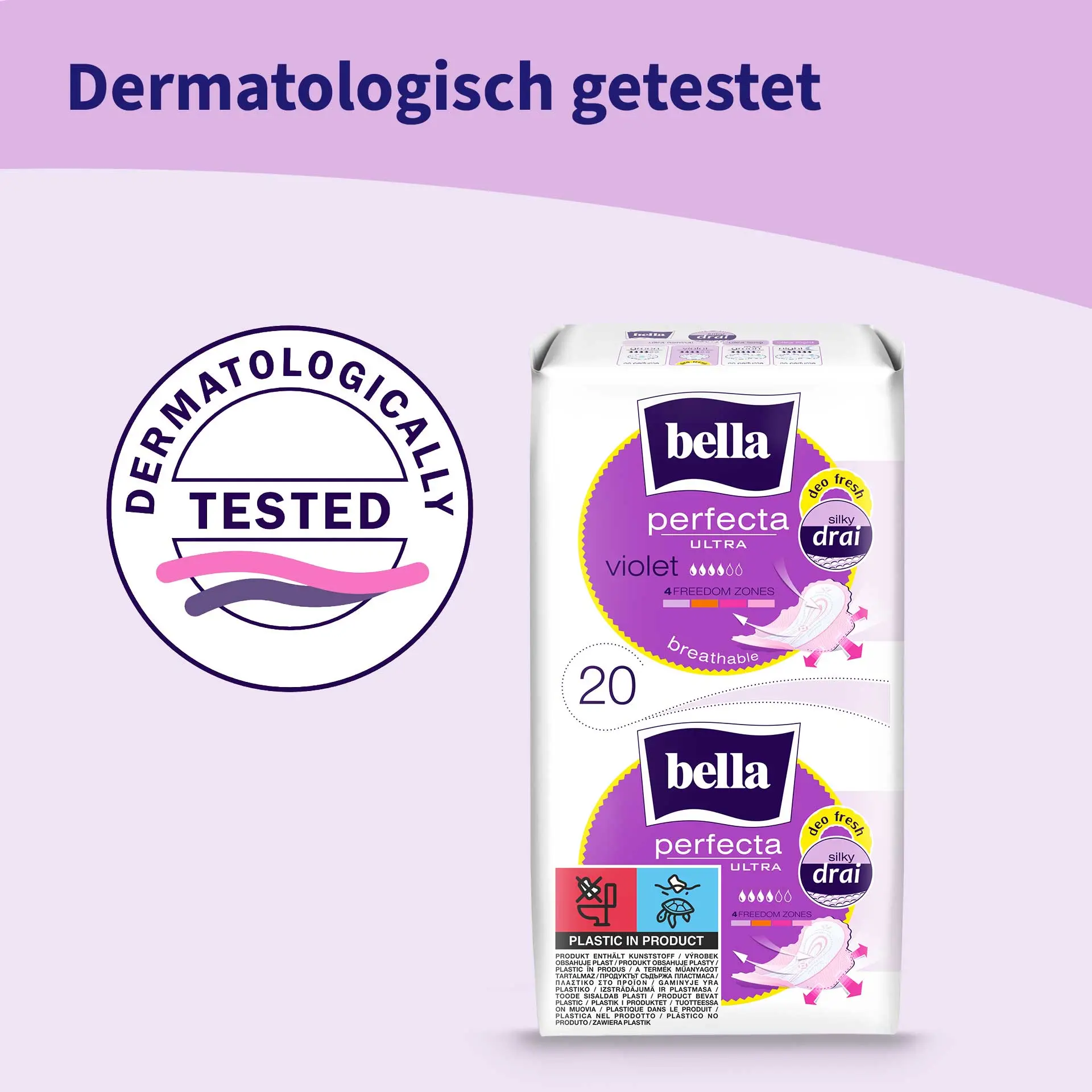 bella Perfecta, Ultra Binden Violet, mit Flügeln und Duft, Silky Drai (20 Stück)