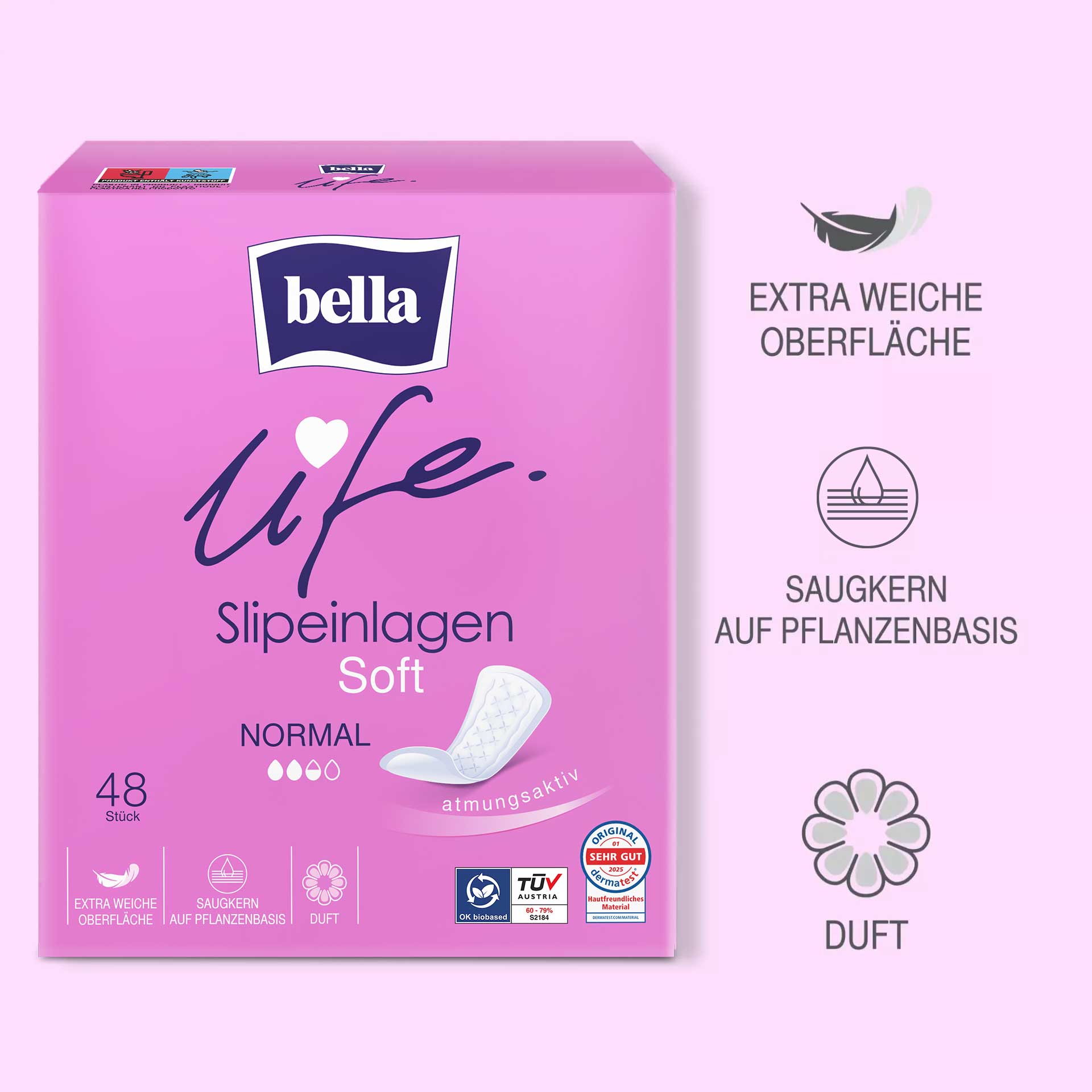 bella life Slipeinlagen Soft Normal mit Frischeduft 48 Stück