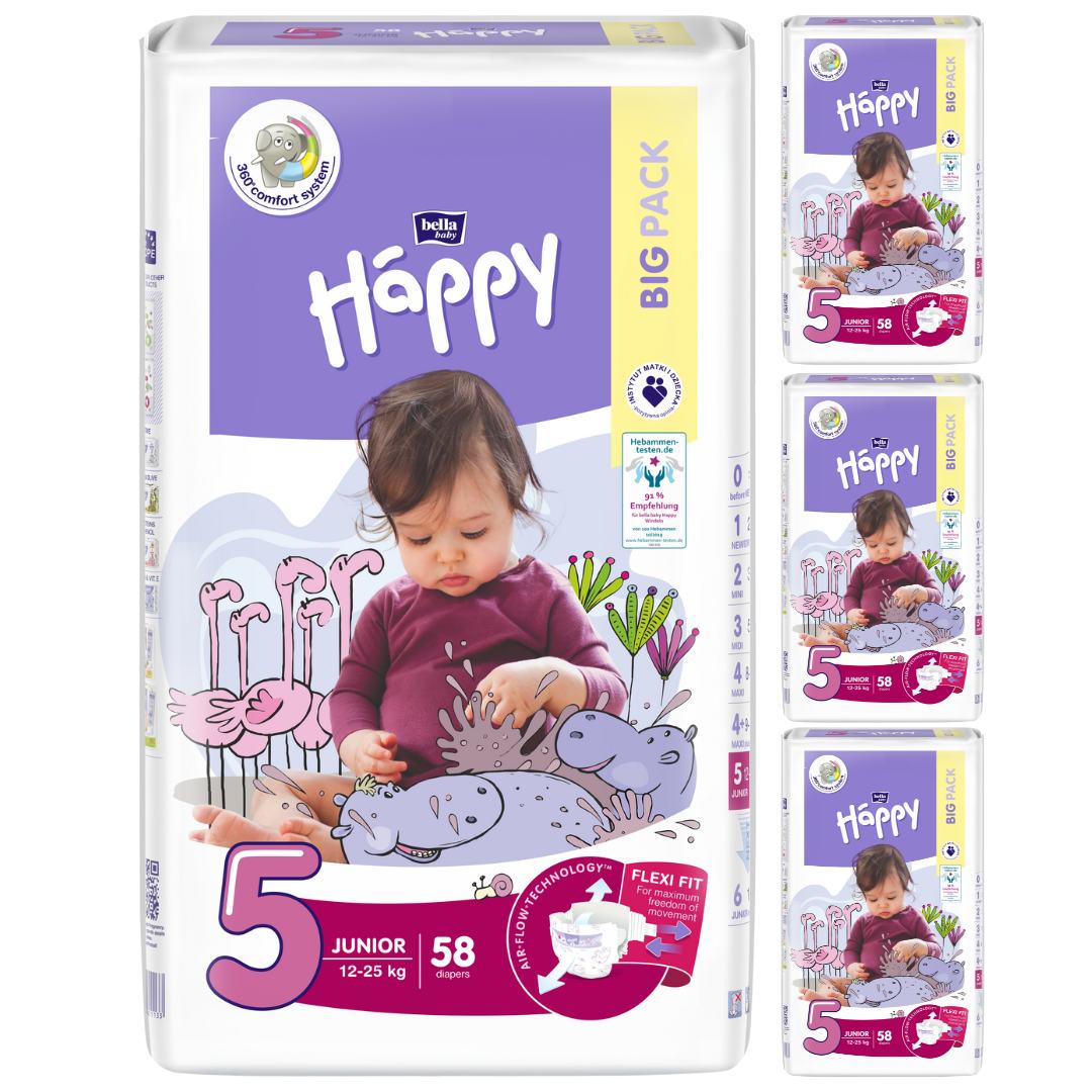 bella baby Happy Windeln Größe 5 Junior 12-25kg BIG PACK 4x58 Stück