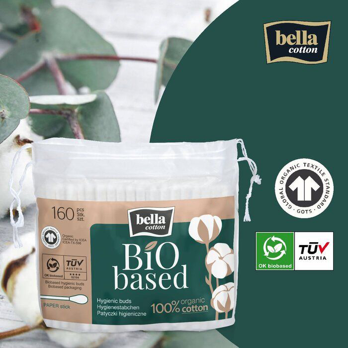 bella cotton bio based Wattestäbchen Nachfüllpack 160 Stück