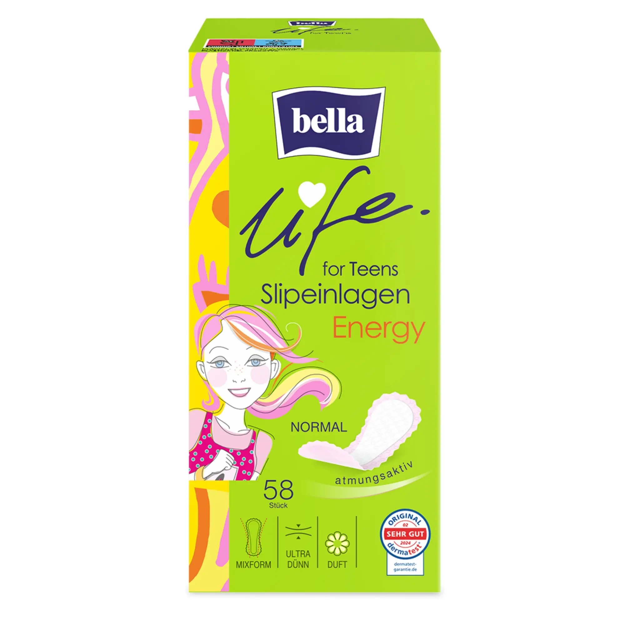 bella life for Teens Slipeinlagen Energy Normal 58 Stück