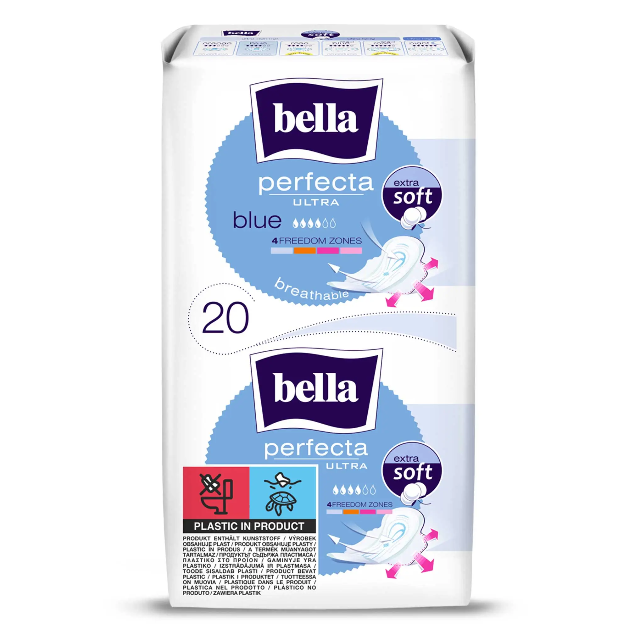 bella Perfecta, Ultra Binden Blue, mit Flügeln, Extra Soft (20 Stück)